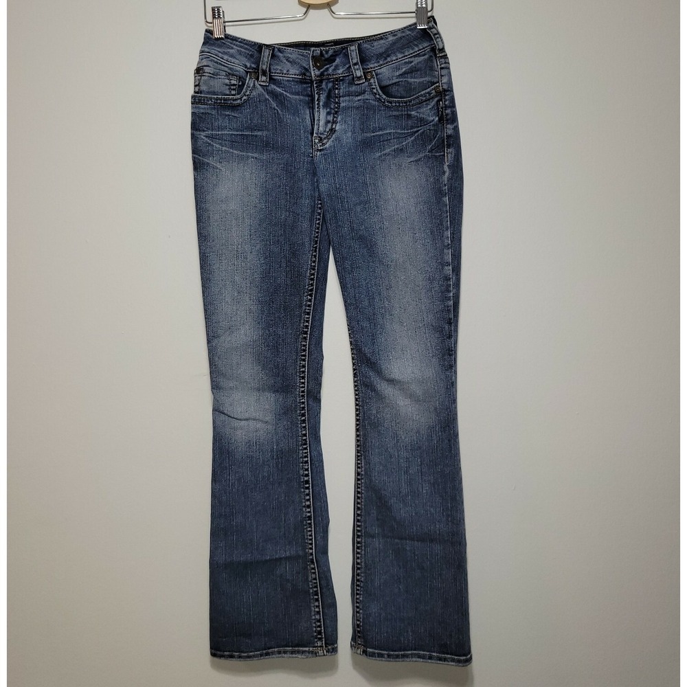Silver Suki Bootcut Jeans Womens 28 Blue Stretch Distressed Denim Low Rise